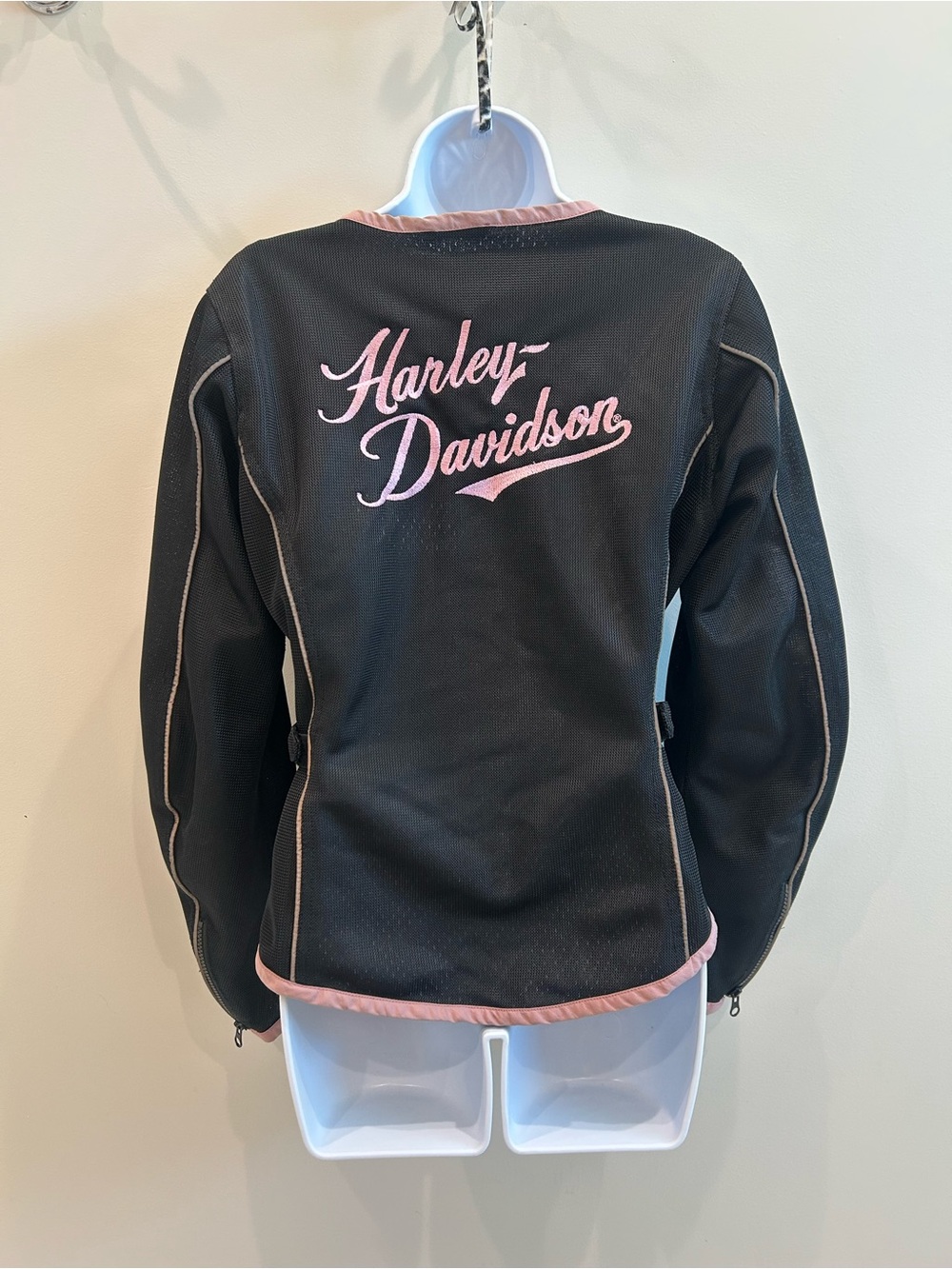 Harley-Davidson Black Mesh Jacket with Pink Script Logo Size Medium